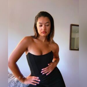 Windsor Black Strapless Floor Length Jumpsuit